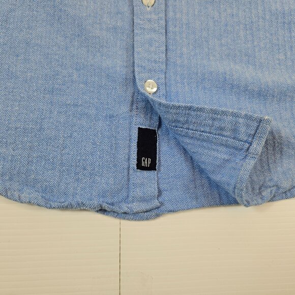 GapKids Shirt Boys Medium Blue Long Sleeve Button Up Chest Pockets Cotton Top - Picture 7 of 10